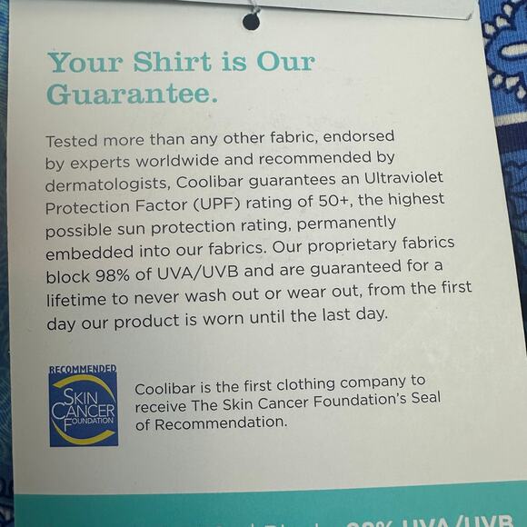 Coolibar Oceanside Tunic UPF 50+ Sun Protection Blue Mosaic Print Dress sz M NWT - Picture 11 of 13